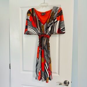 Muse Red and Black Abstract Midi Dress